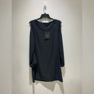 Just Fashion Now Long Sleeve Short Black Dress Cold Shoulder Size S NWT